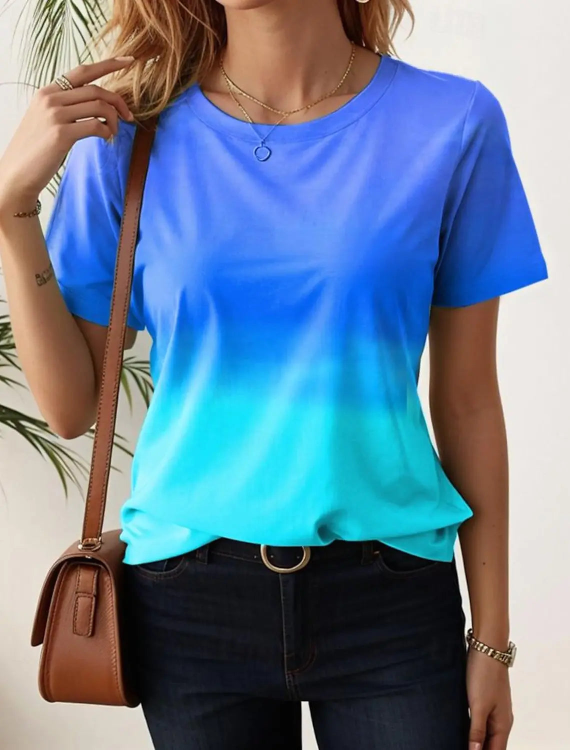 Women's T-Shirts For Women 3d Gradient Print Tees Casual Street Femalewear Summer Oversized T-Shirt Fashion Lady Y2k Clothing