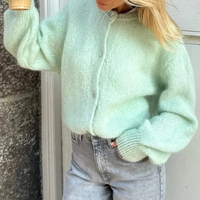 Women Chic Fashion Cardigans Spring Autumn Button-Down Knitwear Jacket Coat Preppy Y2K Vintage Knitted Sweater