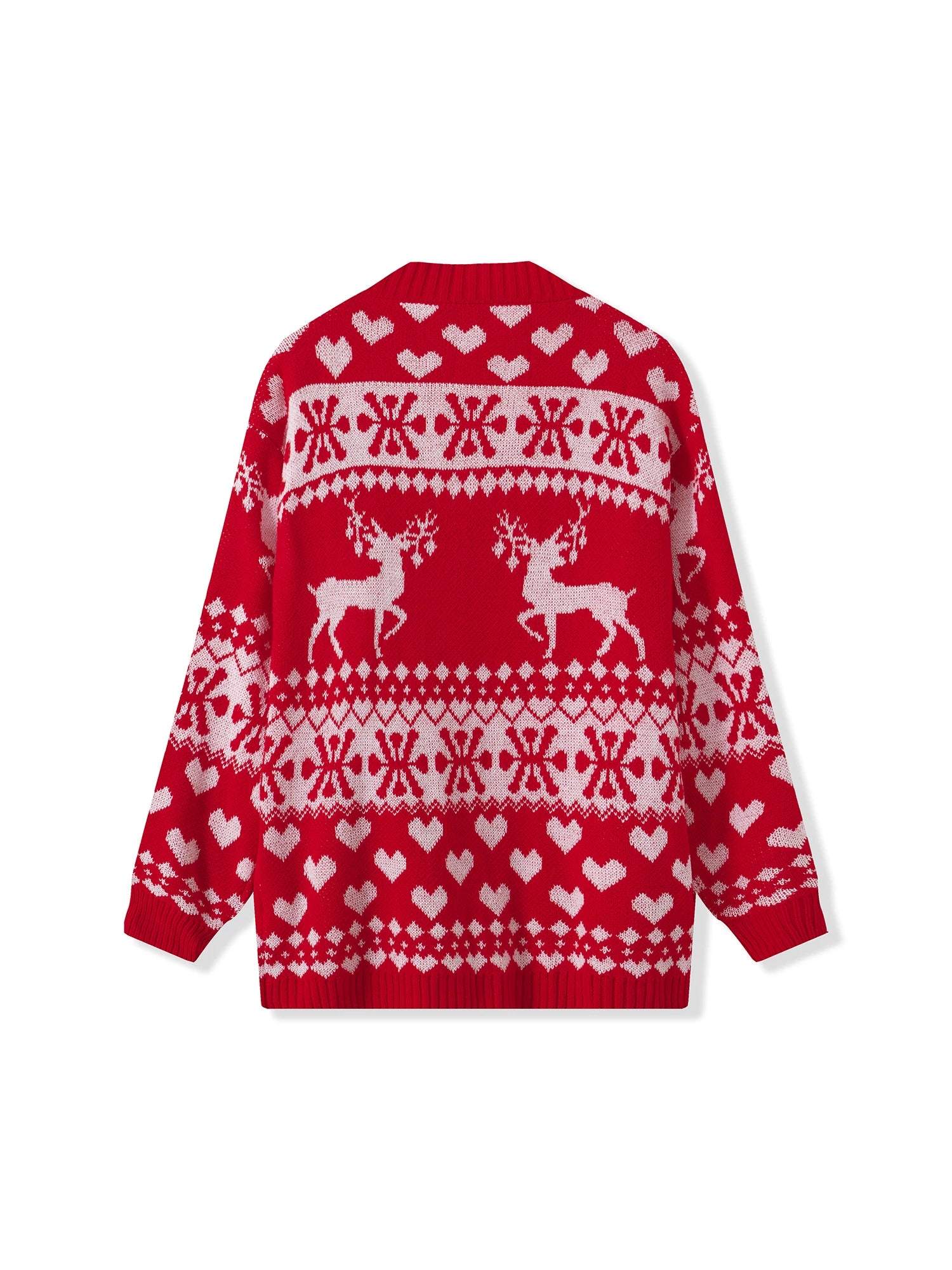 Women s Christmas Reindeer Pattern Knit Cardigan with Long Sleeves and Soft Warmth for Cozy Casual Wear Every Day