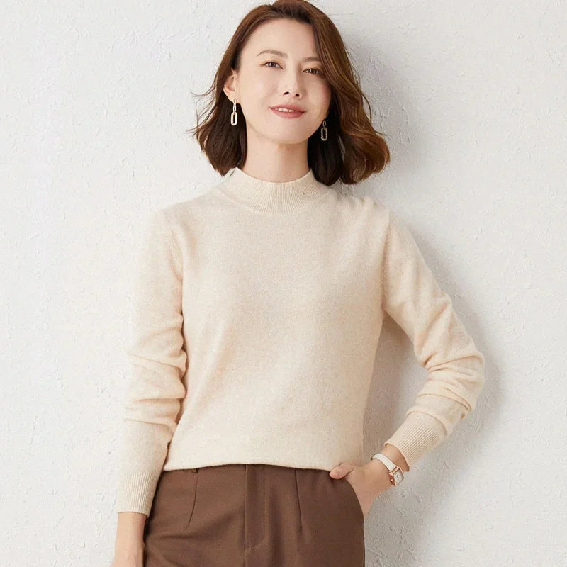 Women's Turtleneck Loose Fit Solid Color Base Layer Pullovers 2025 Long Sleeve Autumn Winter Knitted Sweater Thick Warm Jumpers