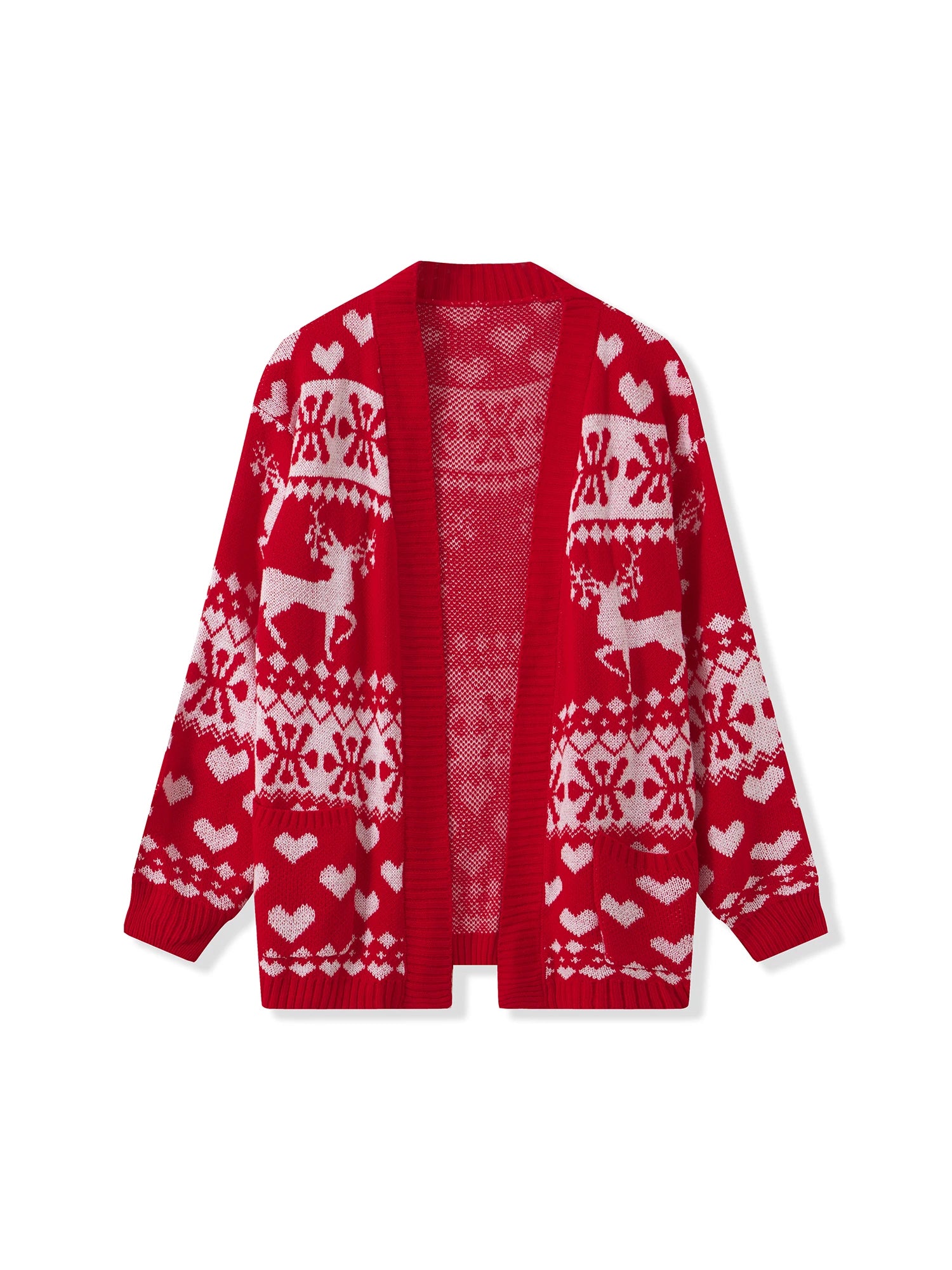 Women s Christmas Reindeer Pattern Knit Cardigan with Long Sleeves and Soft Warmth for Cozy Casual Wear Every Day