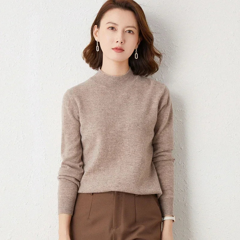 Women's Turtleneck Loose Fit Solid Color Base Layer Pullovers 2025 Long Sleeve Autumn Winter Knitted Sweater Thick Warm Jumpers