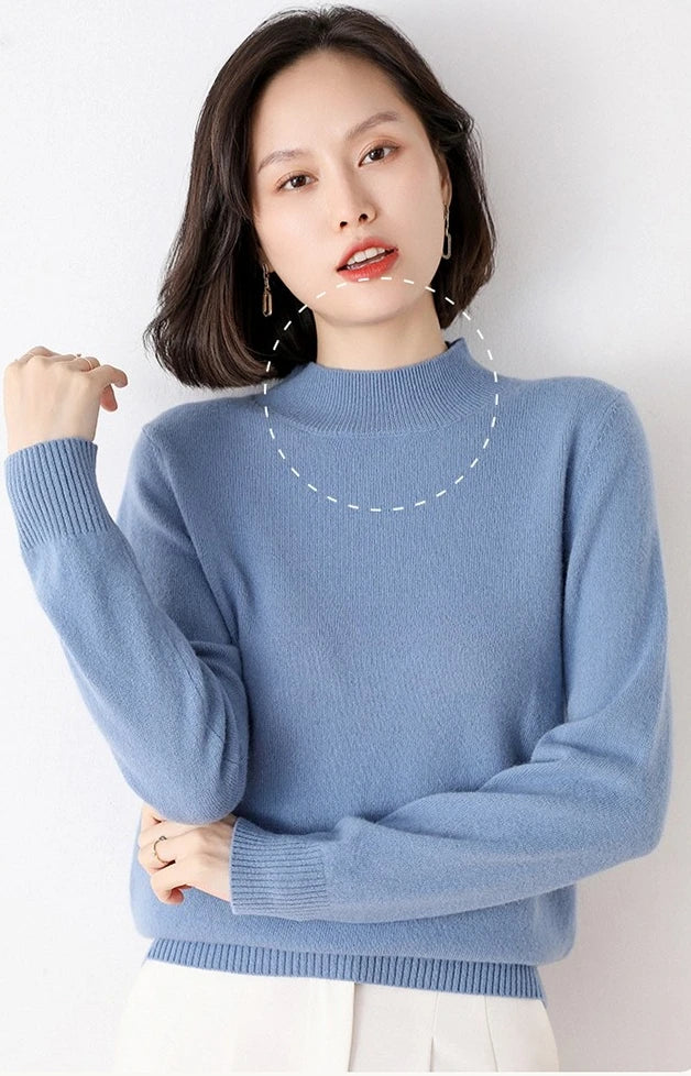 Women's Turtleneck Loose Fit Solid Color Base Layer Pullovers 2025 Long Sleeve Autumn Winter Knitted Sweater Thick Warm Jumpers
