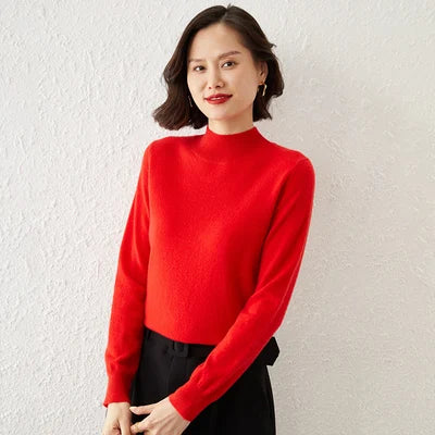 Women's Turtleneck Loose Fit Solid Color Base Layer Pullovers 2025 Long Sleeve Autumn Winter Knitted Sweater Thick Warm Jumpers