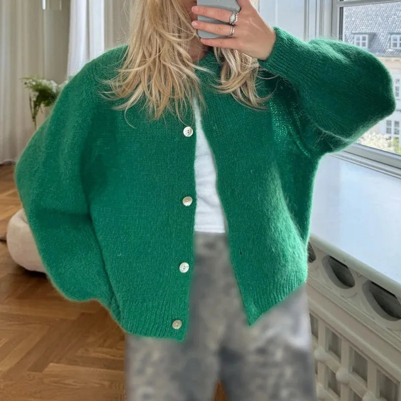 Women Chic Fashion Cardigans Spring Autumn Button-Down Knitwear Jacket Coat Preppy Y2K Vintage Knitted Sweater