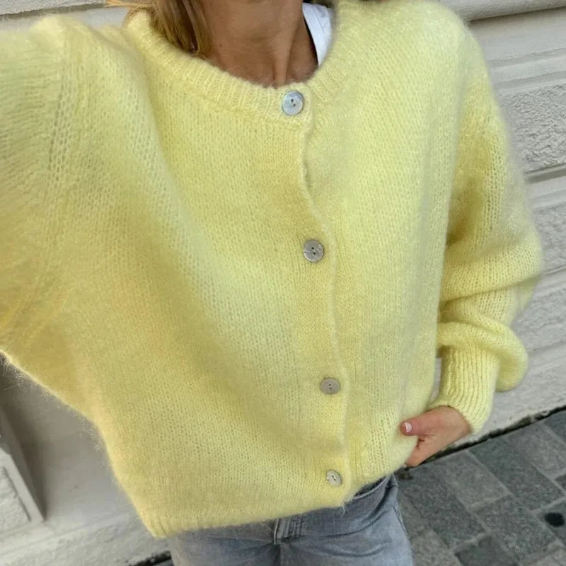 Women Chic Fashion Cardigans Spring Autumn Button-Down Knitwear Jacket Coat Preppy Y2K Vintage Knitted Sweater