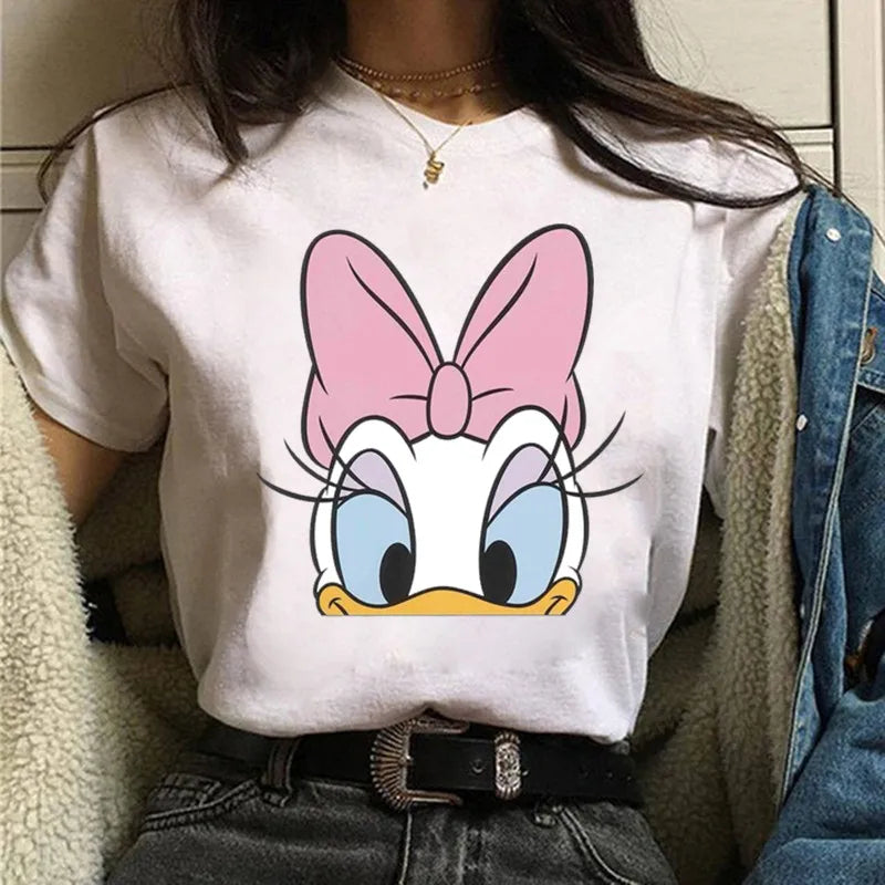 Fashion Mickey Minnie Mouse Disney T-shirt Women's Clothing Summer Short Sleeves Tops Casual Kawaii T Shirts Clothes