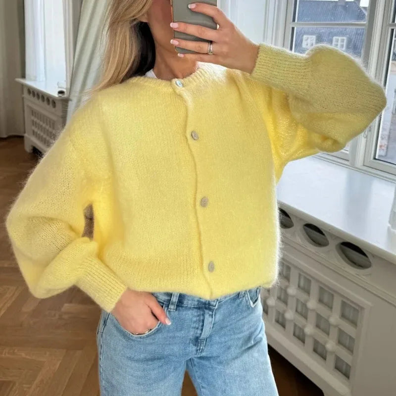 Women Chic Fashion Cardigans Spring Autumn Button-Down Knitwear Jacket Coat Preppy Y2K Vintage Knitted Sweater