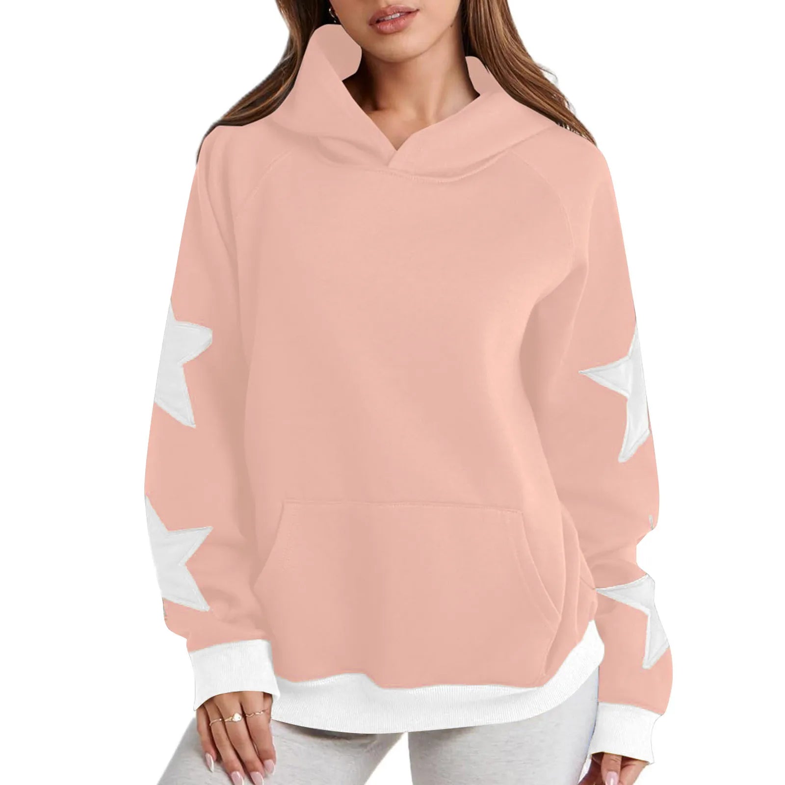 Y2k Vintage Star Print Hooded Hoodie For Women Casual Loose Long Sleeve Hooded Drawstring Sweatshirts Autumn Spring Coat Street