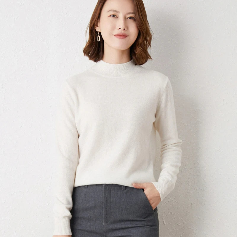 Women's Turtleneck Loose Fit Solid Color Base Layer Pullovers 2025 Long Sleeve Autumn Winter Knitted Sweater Thick Warm Jumpers