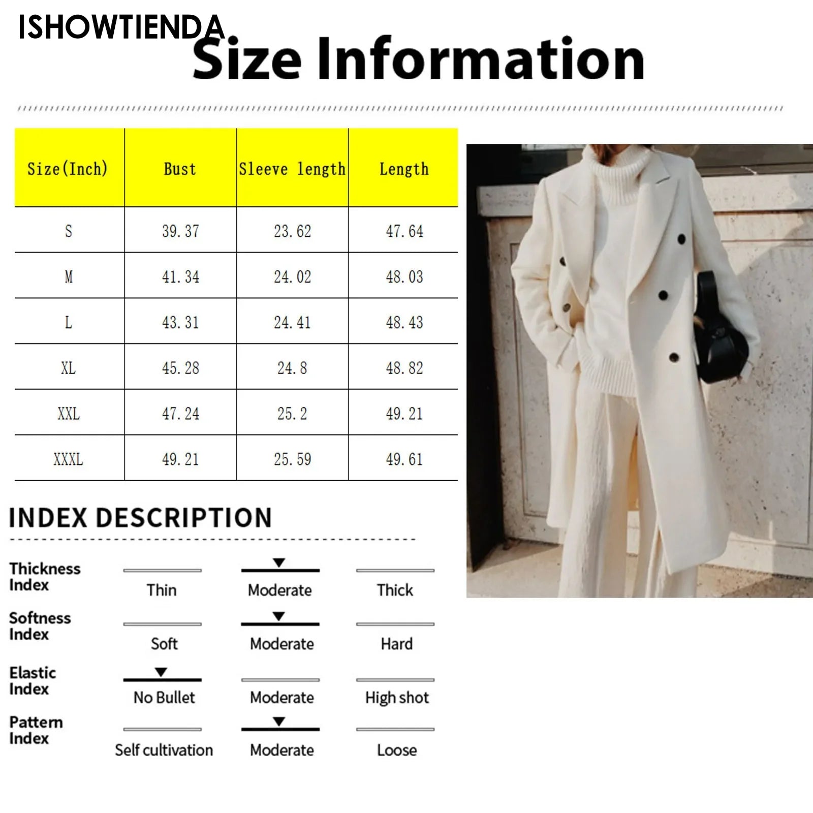 Elegant White Woolen Blend Trench Long Coat Women Chic Double Breasted Warm Full Sleeve Coats New Female High Street Outerwear