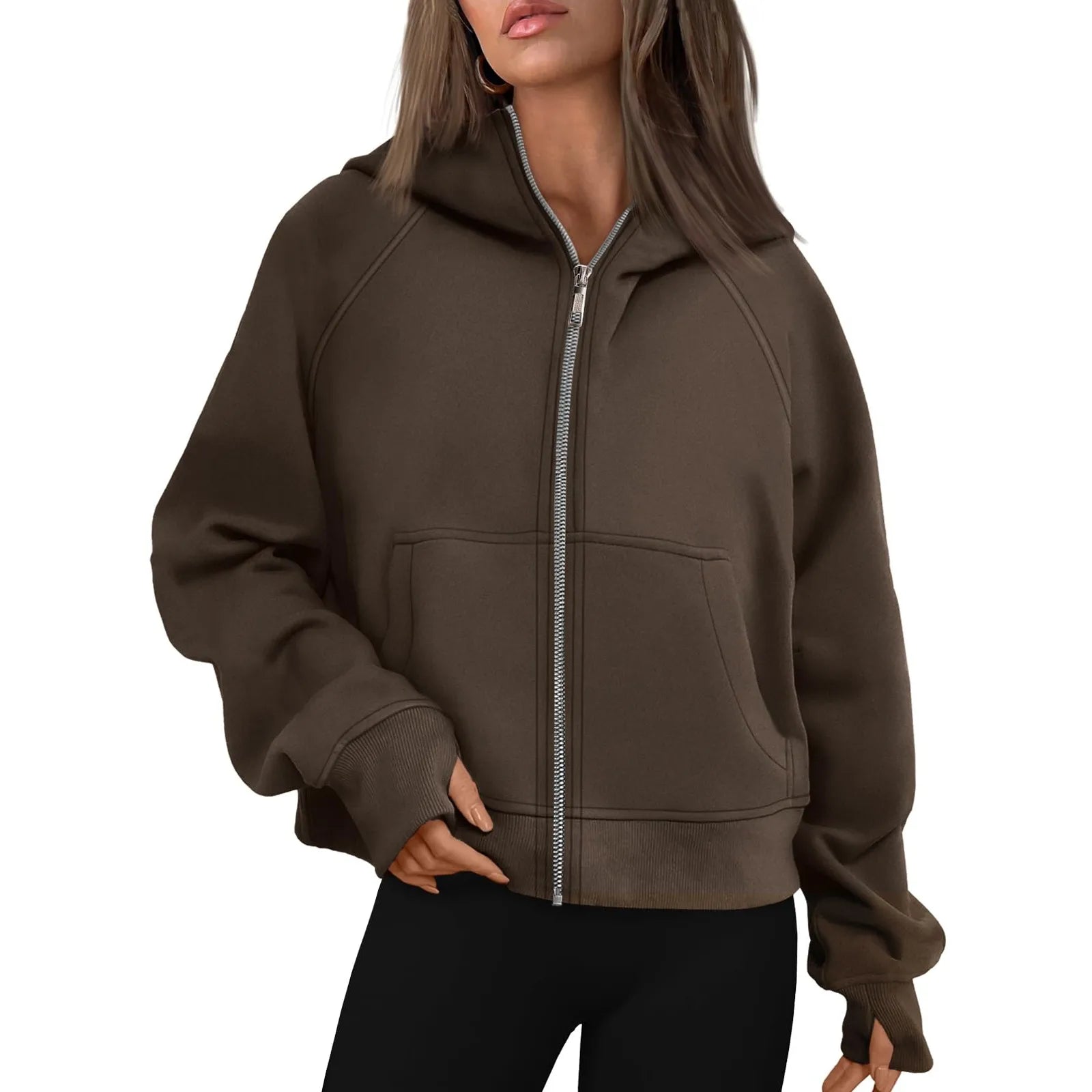 Top Women Jackets Zip Up Hoodies Spring Autumn Clothes Long Sleeve Solid Color Classic Fit Sweatshirts Jackets Streetwear Tops