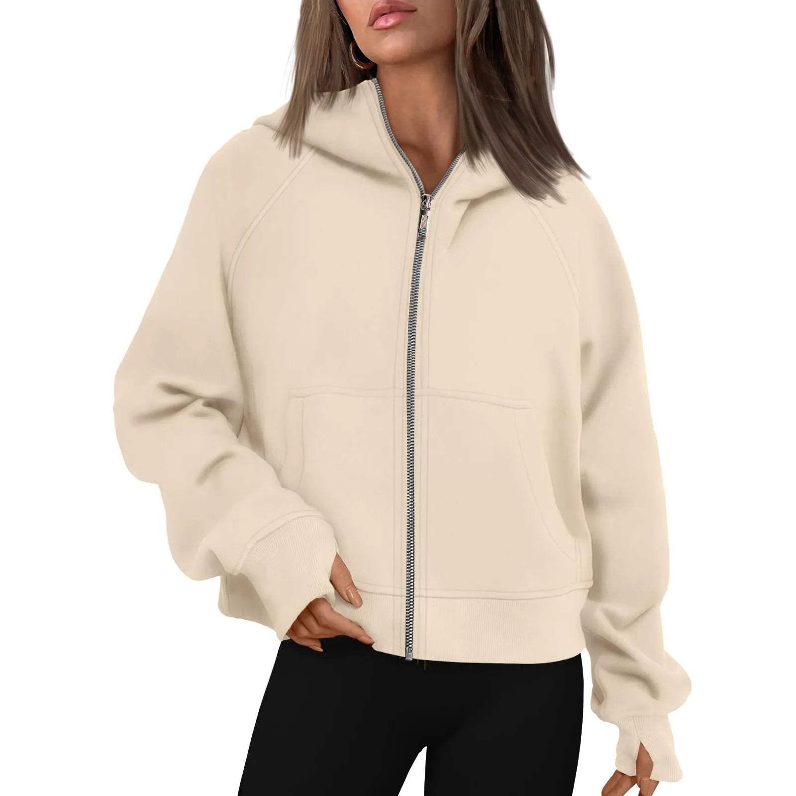 Top Women Jackets Zip Up Hoodies Spring Autumn Clothes Long Sleeve Solid Color Classic Fit Sweatshirts Jackets Streetwear Tops
